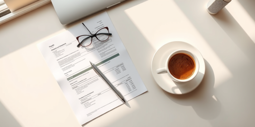 Clean modern desk with financial documents representing performing and non-performing business notes